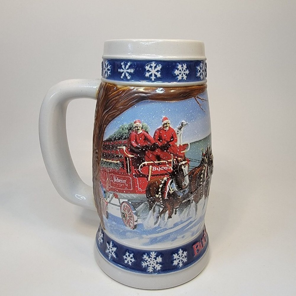 Budweiser Clydesdale Stein Lighting The Way Home winter scene lighthouse snow